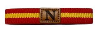 MIBANDERA Pulsera Bandera España personalizada con tú Inicial, Hombre Mujer. Pulsera Cuero Tela elástica. (N)