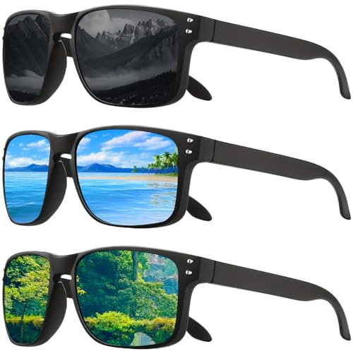Foreverup 3 Pack Polarised Sports Sunglasses for Men Women, Mens Sunglasses with UV400 Protection, HD Lenses Driving Fishing Running Golf Sunglass, for Ski Outdoors Sports Travel Driving