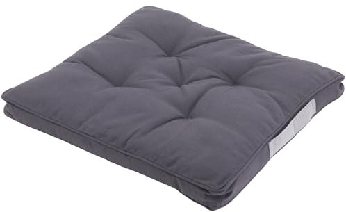 Alphadeco Stuhlkissen Uni aus 100% Baumwolle - mehrere Farben - Stuhlkissen Sitzkissen Sitzauflage Eckbank - Baumwollfüllung (Grau, 40x40cm)