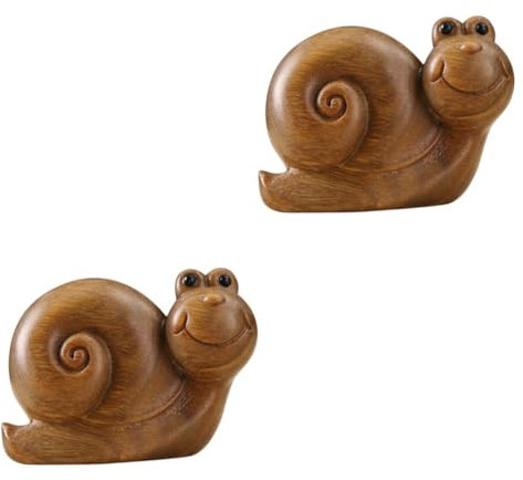 Cabilock 2 Stück Schneckenstatue Aus Holz Ornament Kleines Terrarium Einzigartige Herzverzierung Schreibtisch Aquarium Raumdekor Outdoor Schnecken Schicke Solar Statue „Der Denker“