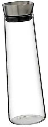 1l Borosilicate Glass Water Pitcher with Stainless Steel Lid | Leakproof Design, Classic Form, Party and Bedroom Use, Large Capacity for Cold Drinks