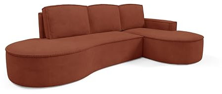 Sofello Ecke mit Schlaffunktion Ecke mit Bettzeug Boxsofa mit Schlaffunktion L-förmiges Designersofa modernes Design gepolstertes Ecksofa freistehend (Curio 55 - rot)