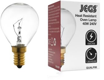 Jegs Heat Resistant 40W 240V SES E14 Oven Lamp 300° Degree Light Bulb Compatible with Neff E1120W2/03 Cookers & Ovens