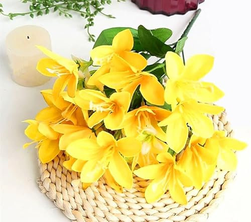 Aflorshope Künstliche Lilien für Zuhause, Outdoor, Esstisch, künstliche Blumen, Dekoration, Blumenstrauß, Gelb, 10 Stück