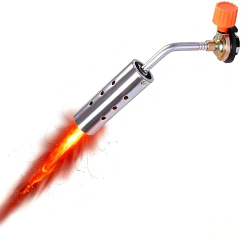 PHMING Gasbrenner für Gasflasche aus Edelstahl, Winddichtes Abflammgerät | Kann Invertiert Werden, Kassetten-flammenwerfer für Grillanzünder und Unkrautjäten