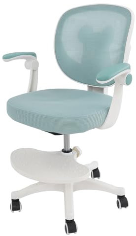 360° Drehbarer Kinderschreibtischstuhl,Ergonomischer Schreibtischstuhl mit Höhenverstellbarer,Hochklappbare Armlehnen,Atmungsaktives Mesh, moderner Lernstuhl für Junge Lernende (Hellgrün)