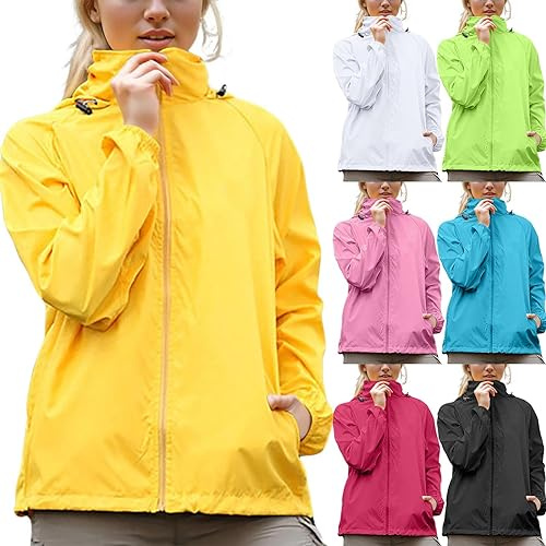 Veste de pluie pour homme et femme - Imperméable - Protection solaire - Pliable - Respirante - Coupe-vent - Printemps été - Ultra légère - Vélo - Avec capuche - Couleur unie - Pour l'extérieur, la