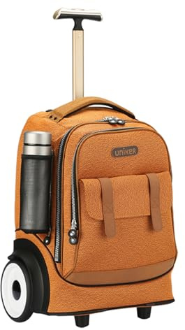 UNIKER Rolling Laptop Bag with Large Wheels for 15.6 Inch Laptop,Community Nurse Bag on Wheels (T5- Tawny‌)