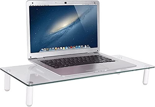 'Techly Universal Tabletop Monitor Riser – Flat Panel Desk Mounts (Freestanding, 20 kg, 33 cm (13 ), 81.3 cm (32), transparent, White)
