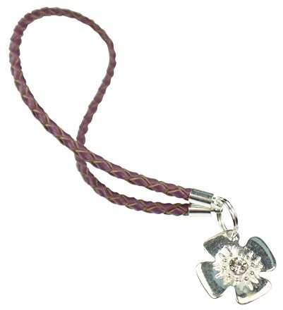 Beads R Us ® - Leather Clip & Clasp Opener - For snap clasps and Clips on Pandora and all European charm bracelets, with Sterling Silver Flower (Purple Braided)