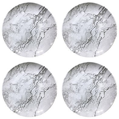 American Atelier 1184267-4S Marble Salad Plate Set, Melamine, Gray