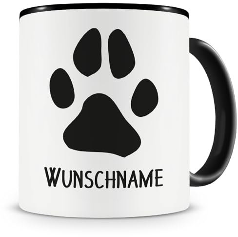 Samunshi® Pfote mit Name personalisierbar Hund Katze Tasse Kaffeetasse Teetasse Kaffeepott Kaffeebecher Becher