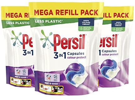 Persil 3 in 1 Colour Protect Laundry Washing Capsules keeps colours bright mega refill pack 3x 50 capsules (150 washes)