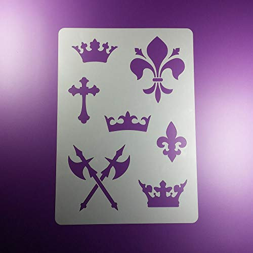 Schablone Krone Fleur de Lis Kreuz Axt - BA54