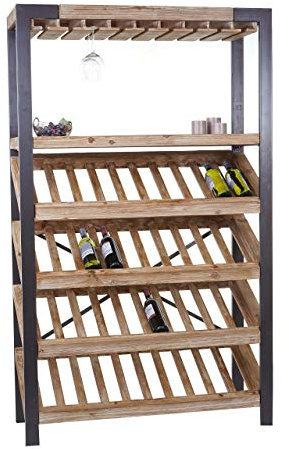 Mendler Weinregal HWC-D60, Flaschenregal Flaschenhalter Barschrank Weinständer für 40 Flaschen, Massivholz MVG 189x114x39cm