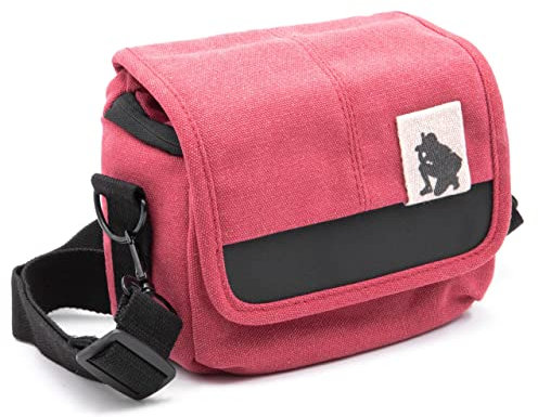 vhbw custodia compatibile con Sony Cybershot DSC-RX100, DSC-H300 macchina fotografica - nero/rosso, incl. tracolla