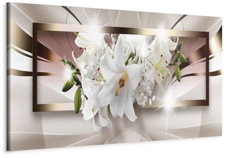 murando Canvas Wall Art Flowers Lily 150x50 cm / 59x20 1pcs Canvas Prints XXL Art Deco Pictures for Bedroom Walls Home Decor Wall Pictures for Living Room Abstraction Nature White Shine b-A-0364-b-a