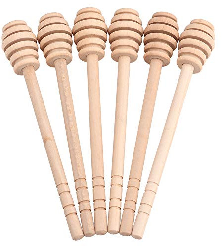 Ausla 50pcs Wooden Honey Dipper Sticks, 6.3inch Long Honey Dipper Stick Drizzler Honey Stirrer Spoon for Wedding Birthday Honey Jar Party Giveaway Gift