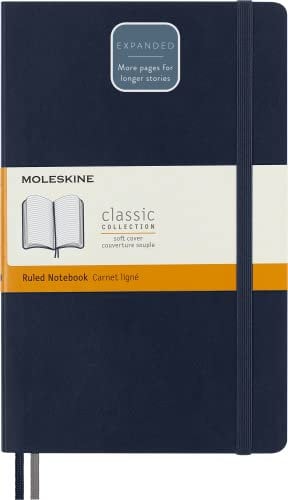 Moleskine - Klassisches Notizbuch, Linierte Seiten, Softcover und elastischer Verschluss, Größe 13 x 21 cm, Farbe Saphir Blau, 400 Seiten