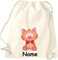 ShirtInStyle Gym Sack Kinder Turnbeutel Tiere Katze mit Wunschnamen, Beutel Tasche Hort Kita, Farbe Natur