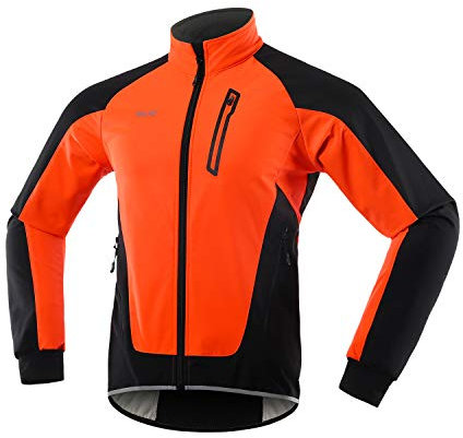 ARSUXEO Cyclisme Veste Homme Hiver Softshell Polaire thermique VTT Vêtement Cycliste 20BUS orange M