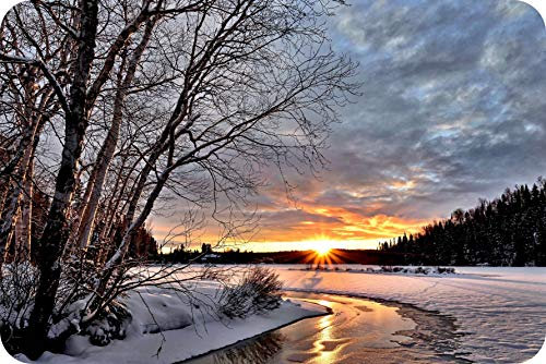 Large Glass Worktop Saver- Kitchen Worktop Protector with Winter Sunset Design - Smooth Glass Chopping Cutting Board for Food Preparation, Rolling Pastry - by Pearl Glass (60 x 40cm Extra Large)