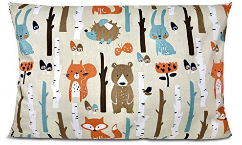 BALBINA Kinder Kissenbezug Kissenhülle Baumwolle Dekokissen Kinderzimmer (Wald beige, 40x60 cm)