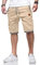 ZOXOZ Kurze Hosen Herren Shorts Sommer Freizeit Chino Stretch Kurze Hose Herren Baumwolle mit Taschen Khaki L