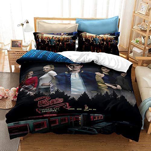 PTNQAZ Bettwäsche-Set, 3D-Druck, Bizarre Filme, Riverdale Bettdeckenbezug, Kissenbezüge, Einzel-, Doppel-, King-Size-Bett, Schlafzimmer-Dekor-Bettwäsche-Set (Doppelbett)