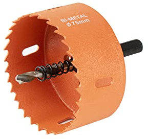 Meccion Scie Cloche Bi-métal, HSS Coupe-trou Rapide avec Arbre et Foret de Centrage pour Bois, Tôle, Plaques de Plâtre, Métal Souple, Plastique (75mm)