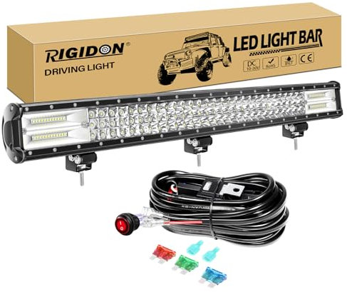 RIGIDON 28 Zoll 70cm 396W Wasserdichte Led lichtleiste kfz mit 12v kabelbaum kit, Offroad beleuchtung bar für Auto SUV UTV ATV, LKW 4x4, Fahrzeuge, 6000K Weiß led nebelscheinwerfer, Led arbeitslicht