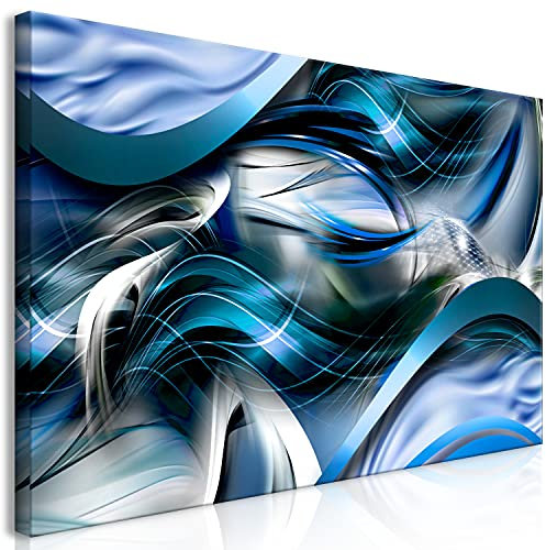 murando Wandbild Mega XXXL Abstrakt Einteiliger XXL-Format Kunstdruck zur Selbstmontage Leinwandbilder moderne Bilder DIY Wanddekoration Wohnung Deko Welle blau Silber violett
