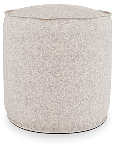 Deshome - Sitzhocker Sitzpouf Pouf rund Ø 50 cm mit abnehmbarem Polster für Innen- und Außenbereich: Sitzpouf Design für Sofa, Wohnzimmer, Schlafzimmer, Sitzhocker, Light Pouf Beige