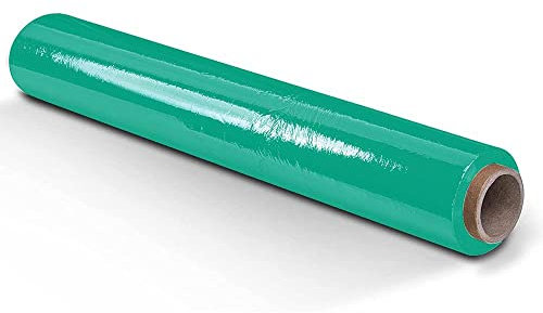 Film pour emballer 50 cm de large et étirable jusqu'à 300 mètres de longueur - Rouleau de film élastique manuel pour emballage industriel - Ofituria (Vert, 1 Roleau)