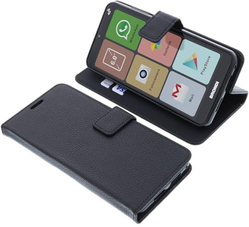 foto-kontor Custodia a Libro Compatibile con Brondi Amico Smartphone XL Nero Cover Magnetica di Colore Nero