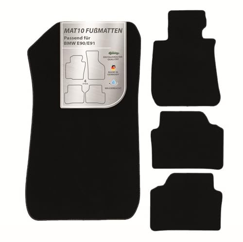MAT10 – Auto-Fußmatten Passend für BMW E90 / E91 (BJ 03/2005-08/2012) | aus Velours | 4-teiliges Automatten Set | langlebige Erstausrüsterqualität, Made in Germany, Schwarz