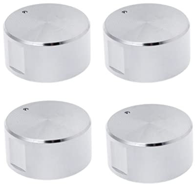 SPORTARC Lot de 4 Boutons de Cuisinière à Gaz - Aspect Acier Inoxydable, Commande en Plastique, Ronds en Alliage d'Aluminium - Poignées de Table de Cuisson à Gaz, Accessoires