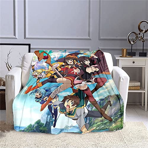 Kuscheldecke Konosuba Flanell-Fleece-Decke Ganzjährig flauschig warm weich Decke waschbar Zuhause Wohnzimmer Schlafzimmer Dekoration 150 x 200 cm