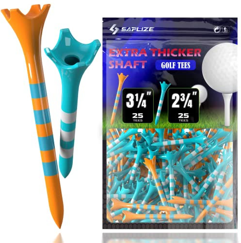 SAPLIZE Golf Tees Plastik 50 Stück (70mm & 83mm), Ultra haltbare und stabile Golf Tees, Reduziert Reibung und seitliche Golf Tees Kunststoff, Gemischt