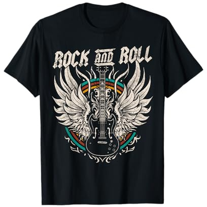 Guitar Retro lovers Rock and Roll Gitarre Vintage Rock Music T-Shirt für Kinder, Schwarz, Unisex, Kleinkind, Kurzarm, T-Shirt, 158, US, 16.5