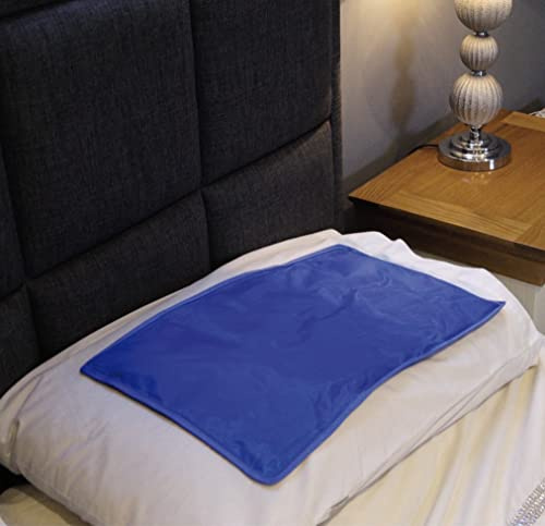 Cooling Gel Mat Pillow Insert – Blue PVC Cool Gel Pillow Inlay Pad for Natural Cooling & Comfort – Great for Sunburn, Hot Flushes, Headaches, Flu, Hot Summer Nights, Measures 51 x 33.5cm