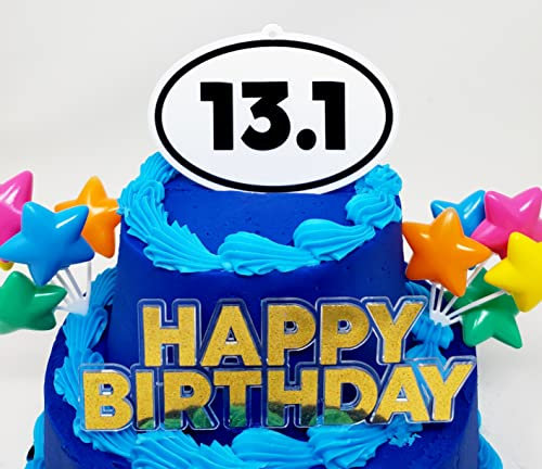 Running Themed Run Marathon Runner 13.1 Birthday Cake Topper Set