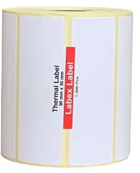 labex Label - Thermo Etiketten 90X30 mm | Zebra etiketten- Thermo etiketten auf rolle; 1.000 stück Thermo label Barcode/Adresse Thermo Etiketten