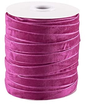 Pandahall 45,7 m Samtband, 0,95 cm, einseitiges Satinband, Rolle, Dekoration, Spitzenbesatz für Geschenkverpackung, Verpackung, Haarschleifen, Clips, Magenta-Farbe