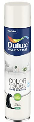 Dulux Valentine Peinture Intérieure et Extérieure Aérosol Color Touch - Pour bois, plastique, PVC, carton, papier - Blanc Satin - 600ml