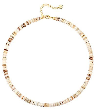 SOFYBJA Puka Shell Beaded Gemstone Choker Necklace Boho Dainty Stacked Necklace Handmade Jewelry for Women