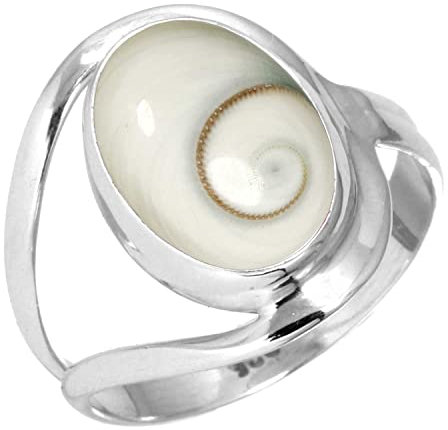 Jeweloporium Weiß Real Shiva Eye 925 Sterling Silber Ringe für Damen Edelstein Cocktail Silber Ringe Größe 67(21.3) Engagement Geschenk viktorianisch Schmuck