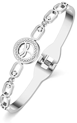 WEVENI Edelstahl Libelle Geschenke Cute Libelle Armband Manschette Armreif Dragonfly Deko Schmuck Charms für Damen Mädchen (Versilbert)