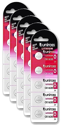 Uniross Pack de 5 x 5 Piles Lithium CR1620, 3V