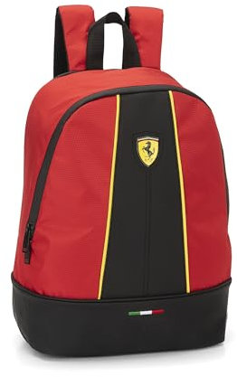 Franco Cosimo Panini Ferrari – Rucksack für Mittelschule, Ober- und Grundschule mit großen Fächern in der Mitte mit Reißverschluss und verstellbaren Schultergurten, 28 x 40 x 15,5 cm, Rot